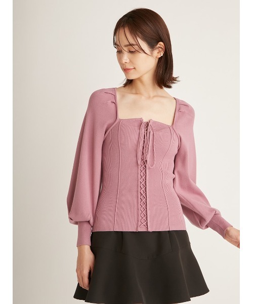 snidel♡レースアップニット レースアップリボンデザインニットプルオーバー(ニット)｜トップス