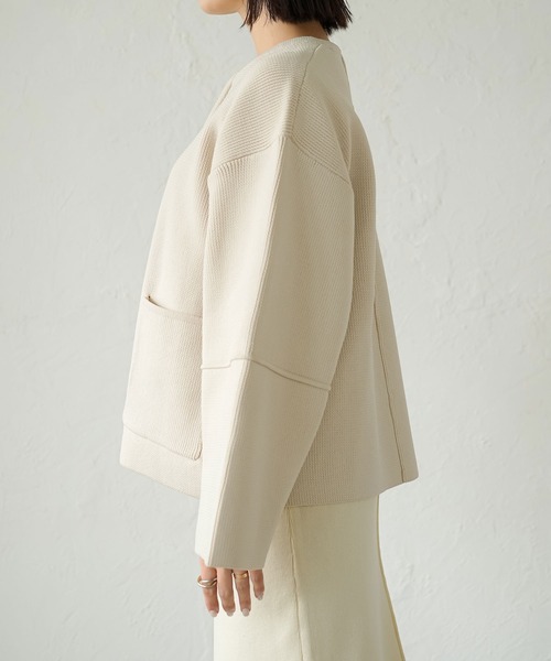 rectangle（レクタングル）の「ランタンスリーブニットブルゾン（カーディガン/ボレロ・レディース・ブラック/アイボリー/グレー・FREE）」の6枚目の写真