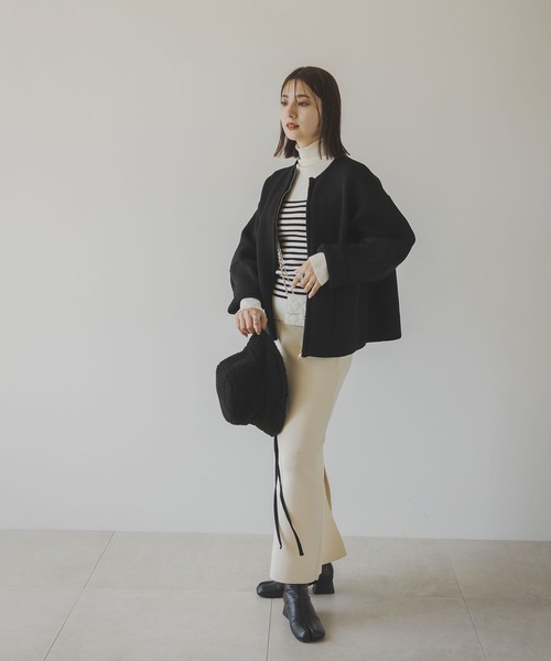 rectangle（レクタングル）の「ランタンスリーブニットブルゾン（カーディガン/ボレロ・レディース・ブラック/アイボリー/グレー・FREE）」の11枚目の写真