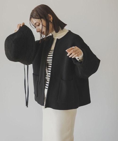 rectangle（レクタングル）の「ランタンスリーブニットブルゾン（カーディガン/ボレロ・レディース・ブラック/アイボリー/グレー・FREE）」の12枚目の写真