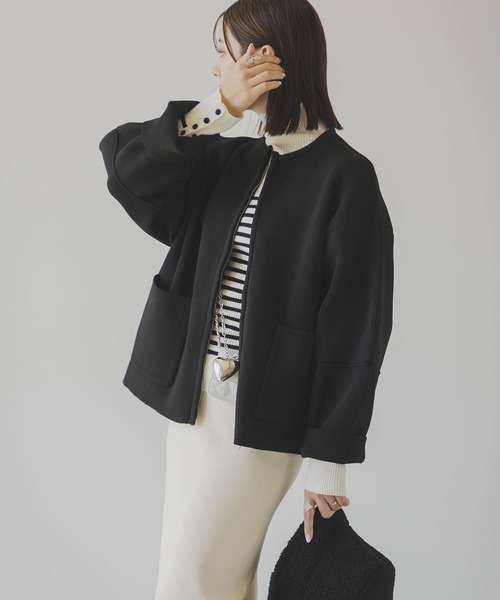 rectangle（レクタングル）の「ランタンスリーブニットブルゾン（カーディガン/ボレロ・レディース・ブラック/アイボリー/グレー・FREE）」の14枚目の写真