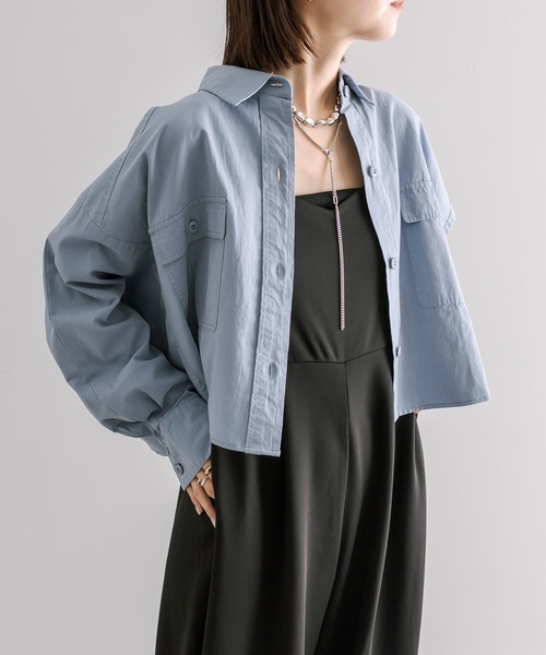 mystic（ミスティック）の「オーバーショートシャツ（シャツ/ブラウス・レディース・オフホワイト/ピンク/ブルー・FREE）」の16枚目の写真