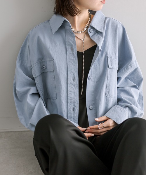 mystic（ミスティック）の「オーバーショートシャツ（シャツ/ブラウス・レディース・オフホワイト/ピンク/ブルー・FREE）」の17枚目の写真