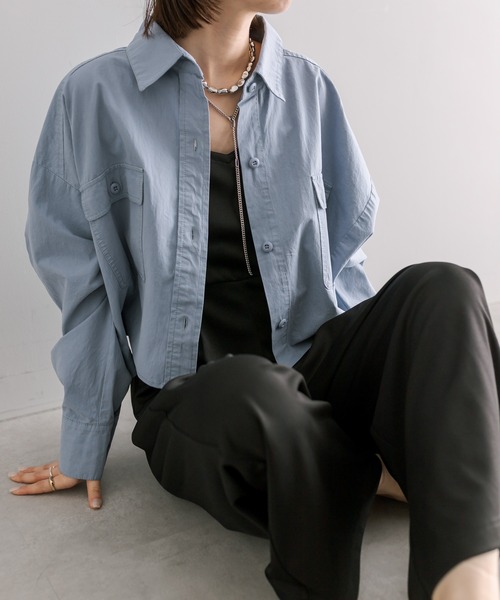 mystic（ミスティック）の「オーバーショートシャツ（シャツ/ブラウス・レディース・オフホワイト/ピンク/ブルー・FREE）」の18枚目の写真