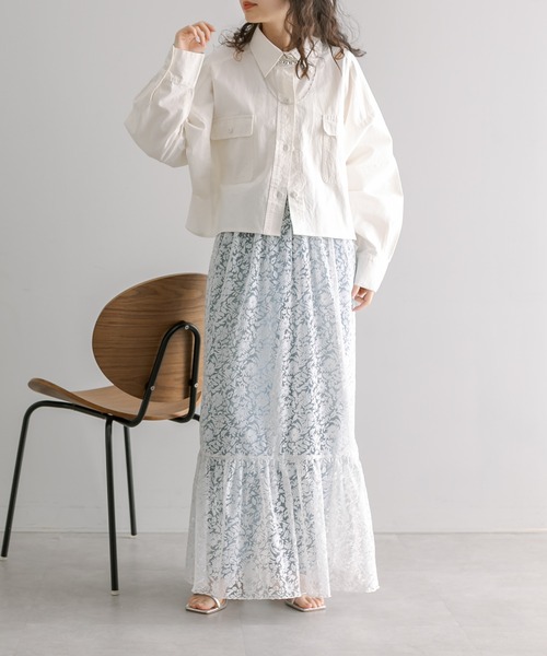 mystic（ミスティック）の「オーバーショートシャツ（シャツ/ブラウス・レディース・オフホワイト/ピンク/ブルー・FREE）」の4枚目の写真