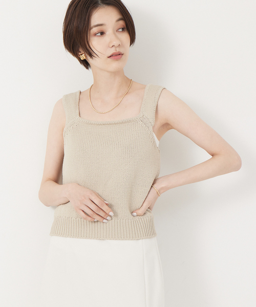 Rouge vif(ルージュヴィフ)の「ストレッチリリヤーンニットキャミ(ニット/セーター・レディース・ベージュ/アイボリー・フリー)」の2枚目の写真