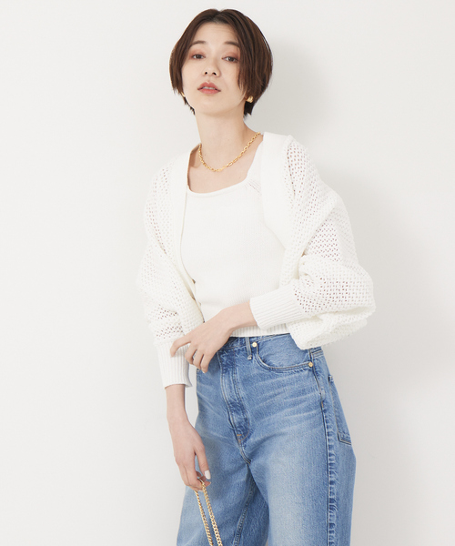 Rouge vif(ルージュヴィフ)の「ストレッチリリヤーンニットキャミ(ニット/セーター・レディース・ベージュ/アイボリー・フリー)」の4枚目の写真