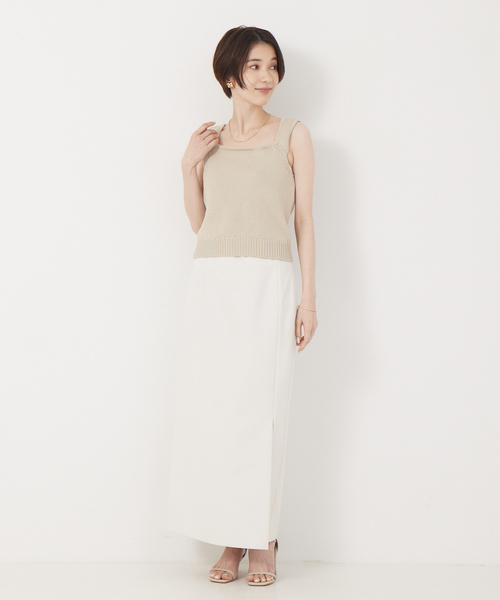 Rouge vif(ルージュヴィフ)の「ストレッチリリヤーンニットキャミ(ニット/セーター・レディース・ベージュ/アイボリー・フリー)」の3枚目の写真