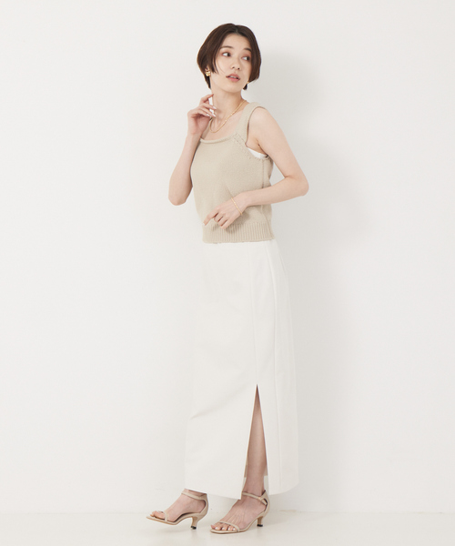 Rouge vif(ルージュヴィフ)の「ストレッチリリヤーンニットキャミ(ニット/セーター・レディース・ベージュ/アイボリー・フリー)」の6枚目の写真