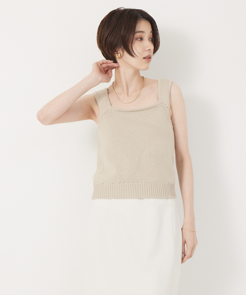 Rouge vif(ルージュヴィフ)の「ストレッチリリヤーンニットキャミ(ニット/セーター・レディース・ベージュ/アイボリー・フリー)」の12枚目の写真