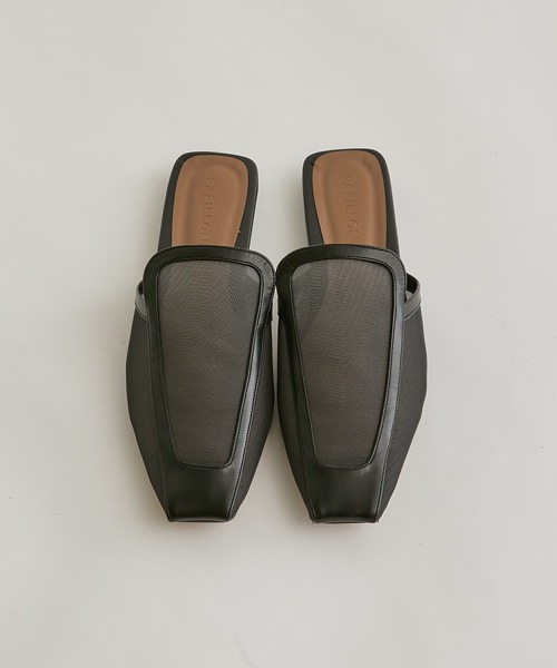 PAPILLONNER（パピヨネ）の「【OT】オーガンジースクエアスリッポン/PAPILLONNER/パピヨネ（サンダル・レディース・ブラック/アイボリー・38/36/37）」の6枚目の写真