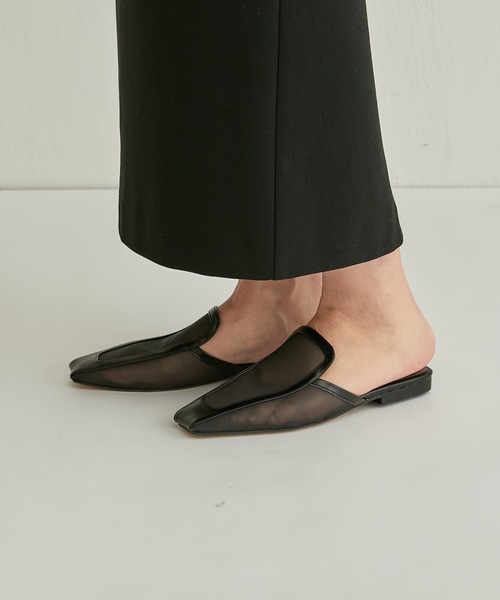 PAPILLONNER（パピヨネ）の「【OT】オーガンジースクエアスリッポン/PAPILLONNER/パピヨネ（サンダル・レディース・ブラック/アイボリー・38/36/37）」の7枚目の写真