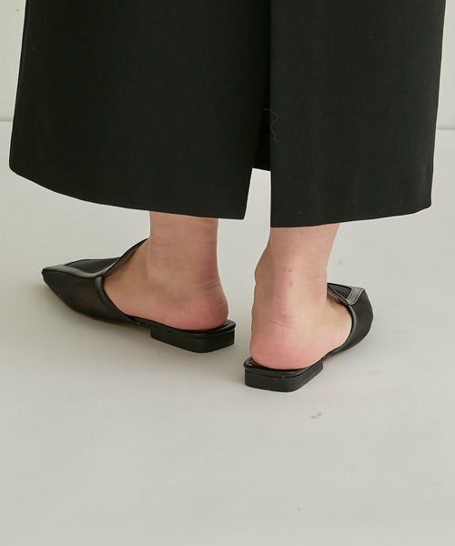 PAPILLONNER（パピヨネ）の「【OT】オーガンジースクエアスリッポン/PAPILLONNER/パピヨネ（サンダル・レディース・ブラック/アイボリー・38/36/37）」の4枚目の写真