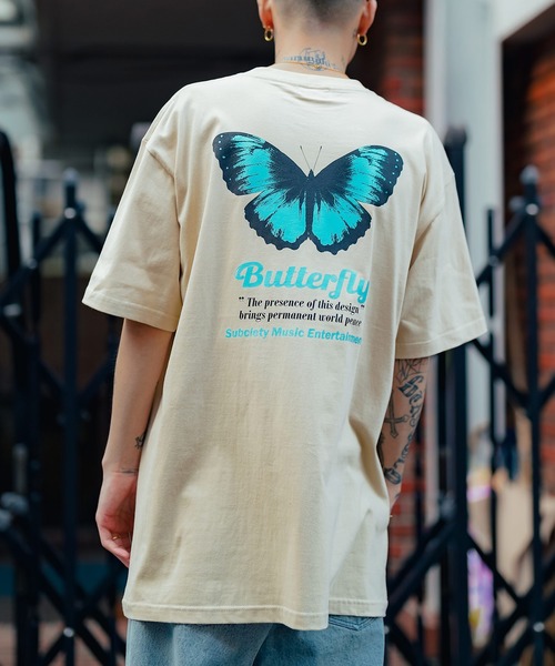 Subciety(サブサエティ)の「Butterfly TEE(Tシャツ/カットソー・メンズ・ブラック/ホワイト/ベージュ・MEDIUM/LARGE/X-LARGE/XX-LARGE/SMALL)」の1枚目の写真
