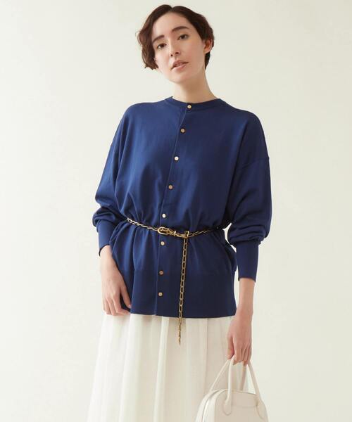 martinique（マルティニーク）の「martinique/イタリーブライトコットンフロンタブルプルオーバー（ニット/セーター・レディース・イエロー/ブルー/パープル・FREE）」の2枚目の写真