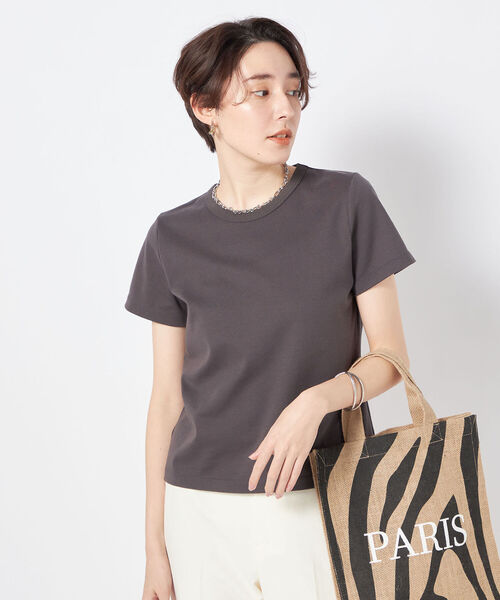 NOLLEY’S Sophi(ノーリーズソフィ)の「100/2スムースコンパクトTシャツ(Tシャツ/カットソー・レディース・ホワイト/チャコールグレー・36/38)」の2枚目の写真