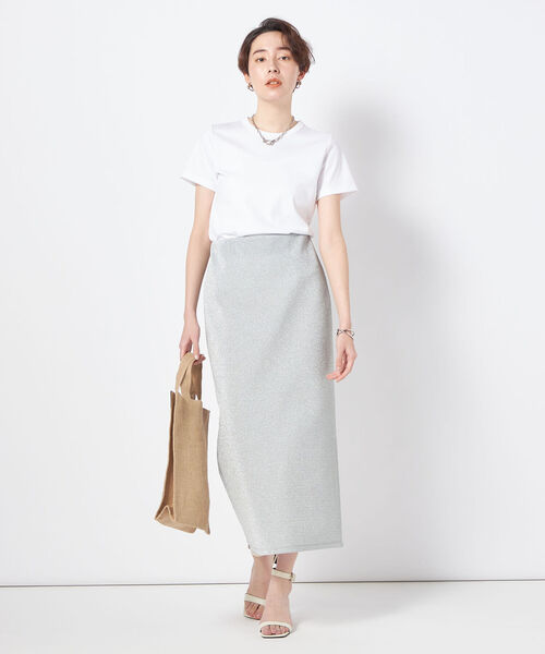 NOLLEY’S Sophi(ノーリーズソフィ)の「100/2スムースコンパクトTシャツ(Tシャツ/カットソー・レディース・ホワイト/チャコールグレー・36/38)」の3枚目の写真