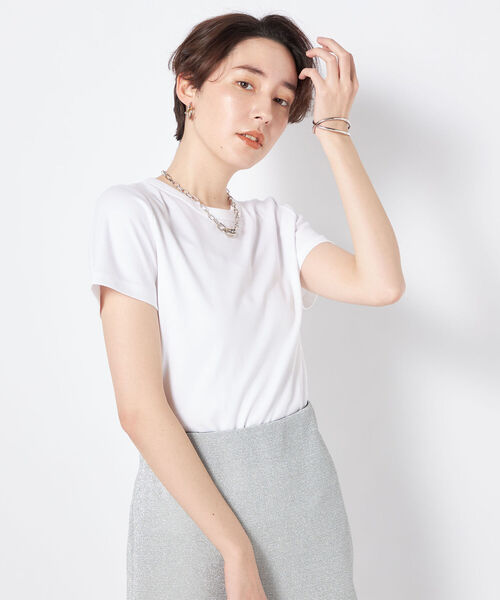 NOLLEY’S Sophi(ノーリーズソフィ)の「100/2スムースコンパクトTシャツ(Tシャツ/カットソー・レディース・ホワイト/チャコールグレー・36/38)」の11枚目の写真