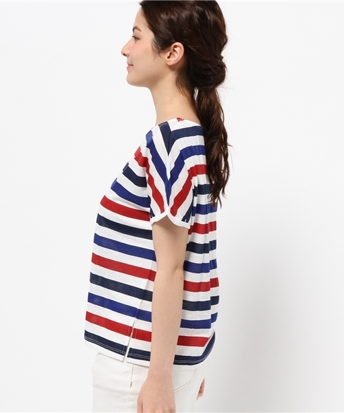 OUTLET(アウトレット)の「【CIAOPANIC TYPY】マルチボーダープリントT(Tシャツ/カットソー・レディース・ネイビー/ピンク・FREE)」の4枚目の写真