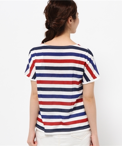 OUTLET(アウトレット)の「【CIAOPANIC TYPY】マルチボーダープリントT(Tシャツ/カットソー・レディース・ネイビー/ピンク・FREE)」の5枚目の写真