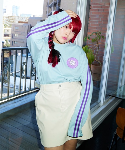 PUNYUS（プニュズ）の「サイドラインレコードロンＴ（Tシャツ/カットソー・レディース・ブラック/イエロー/サックスブルー・4/3/1/2）」の5枚目の写真