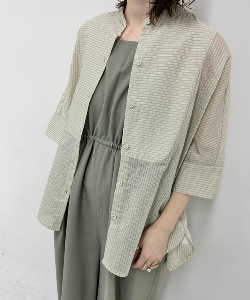 KBF（ケイビーエフ）の「ブザムストライプBIGシャツ（シャツ/ブラウス・レディース・ブルー系その他/グレー系その他/ブラウン系その他・ONE）」の2枚目の写真