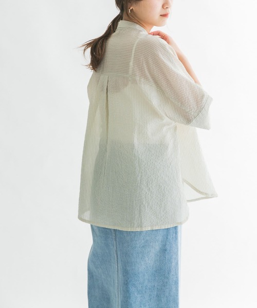 KBF（ケイビーエフ）の「ブザムストライプBIGシャツ（シャツ/ブラウス・レディース・ブルー系その他/グレー系その他/ブラウン系その他・ONE）」の5枚目の写真