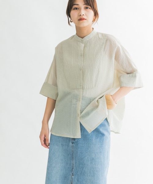 KBF（ケイビーエフ）の「ブザムストライプBIGシャツ（シャツ/ブラウス・レディース・ブルー系その他/グレー系その他/ブラウン系その他・ONE）」の6枚目の写真
