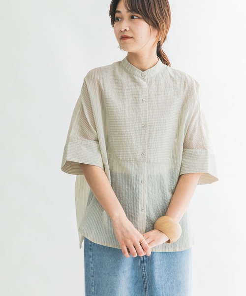 KBF（ケイビーエフ）の「ブザムストライプBIGシャツ（シャツ/ブラウス・レディース・ブルー系その他/グレー系その他/ブラウン系その他・ONE）」の7枚目の写真