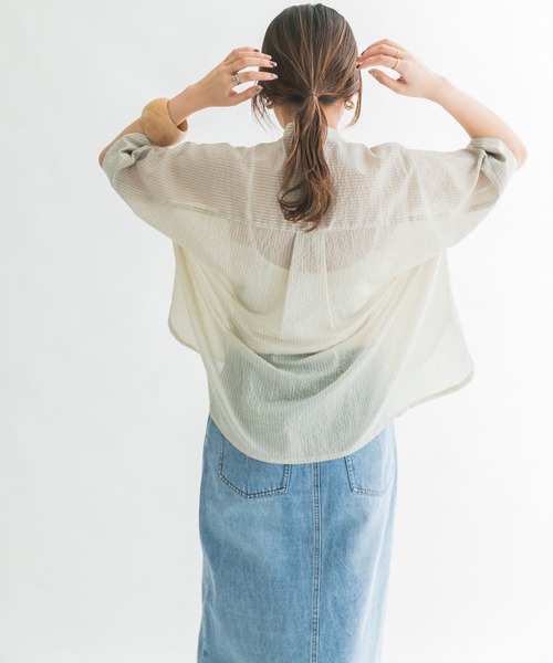 KBF（ケイビーエフ）の「ブザムストライプBIGシャツ（シャツ/ブラウス・レディース・ブルー系その他/グレー系その他/ブラウン系その他・ONE）」の9枚目の写真