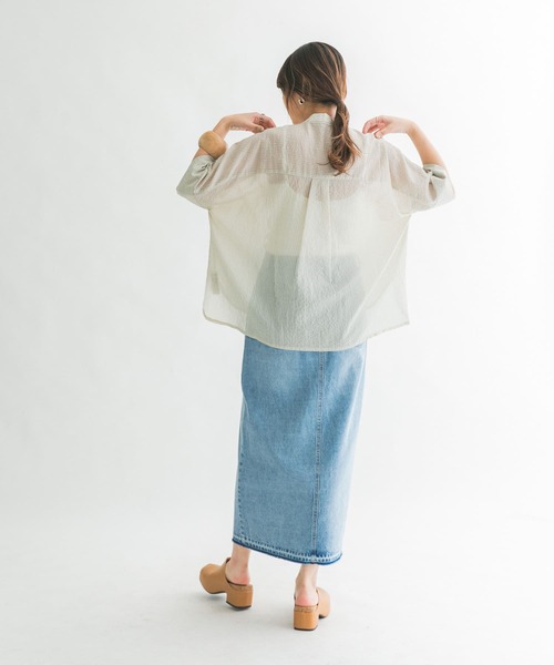 KBF（ケイビーエフ）の「ブザムストライプBIGシャツ（シャツ/ブラウス・レディース・ブルー系その他/グレー系その他/ブラウン系その他・ONE）」の12枚目の写真