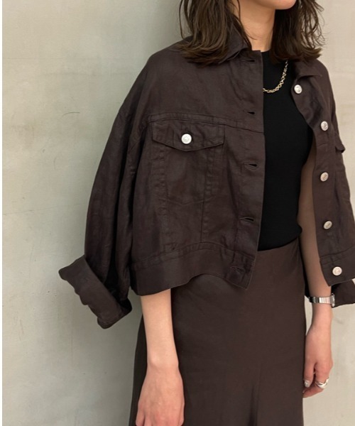 Mila Owen クロップド丈ノーカラーGジャン【手洗い可能】 お買い得！】 Mila Owen（ミラオーウェン）の「クロップド丈ノー