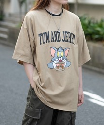 【40I】〔Tom & Jerry/トム & ジェリー〕フロント/バックプリント ビックシルエットTシャツ