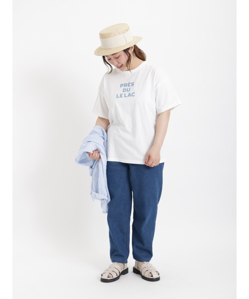 Samansa Mos2（サマンサ モスモス）の「ロゴアソートプリントTシャツ（Tシャツ/カットソー・レディース・ネイビー/オフホワイト/キナリ・ﾌﾘ-）」の4枚目の写真