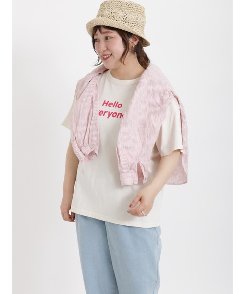 Samansa Mos2（サマンサ モスモス）の「ロゴアソートプリントTシャツ（Tシャツ/カットソー・レディース・ネイビー/オフホワイト/キナリ・ﾌﾘ-）」の19枚目の写真