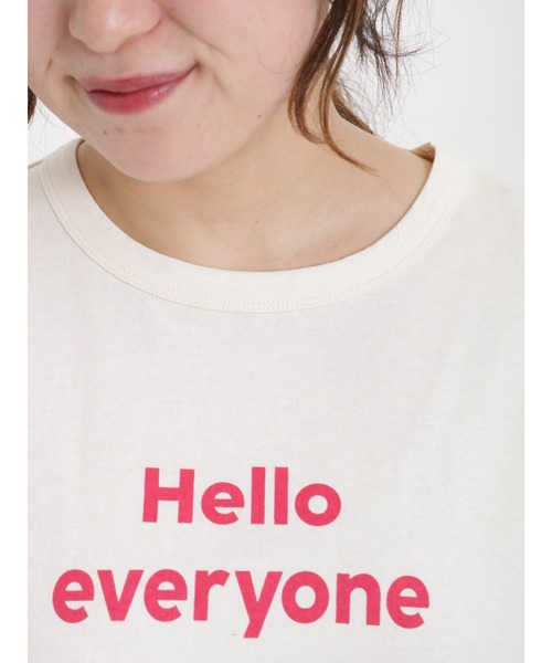 Samansa Mos2（サマンサ モスモス）の「ロゴアソートプリントTシャツ（Tシャツ/カットソー・レディース・ネイビー/オフホワイト/キナリ・ﾌﾘ-）」の6枚目の写真