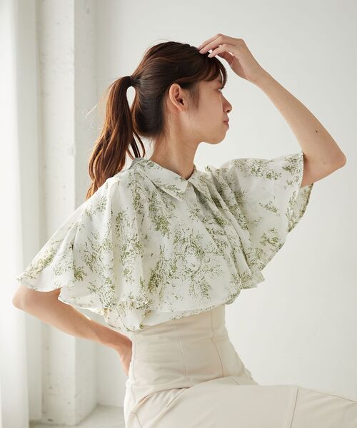 MAJESTIC LEGON（マジェスティックレゴン）の「アソート肩あきケープブラウス（シャツ/ブラウス・レディース・アイボリー/ホワイト系その他2/ライトグレー/グリーン系その他/ブラック・MEDIUM）」の18枚目の写真