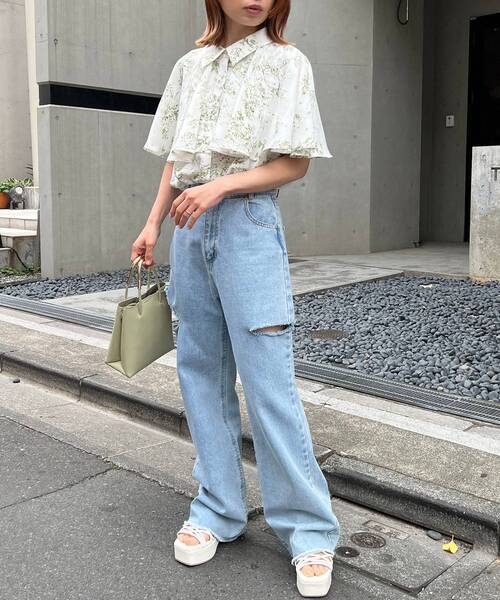 MAJESTIC LEGON（マジェスティックレゴン）の「アソート肩あきケープブラウス（シャツ/ブラウス・レディース・アイボリー/ホワイト系その他2/ライトグレー/グリーン系その他/ブラック・MEDIUM）」の15枚目の写真