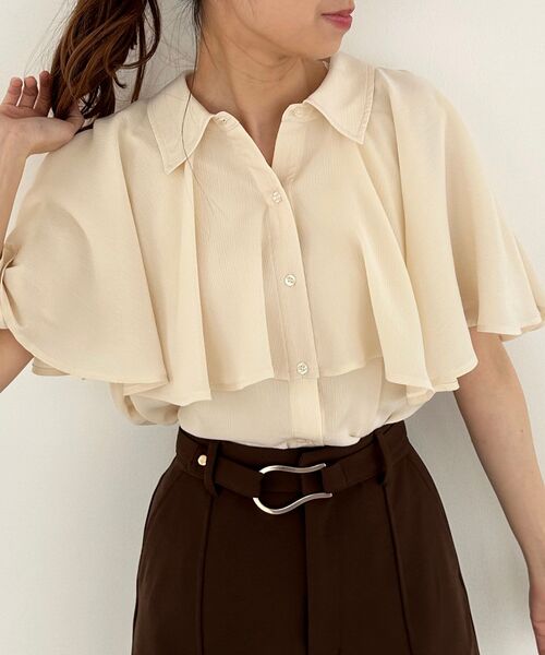 MAJESTIC LEGON（マジェスティックレゴン）の「アソート肩あきケープブラウス（シャツ/ブラウス・レディース・アイボリー/ホワイト系その他2/ライトグレー/グリーン系その他/ブラック・MEDIUM）」の22枚目の写真