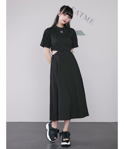 【EATME】ウエストオープンTワンピ BLK EATME（イートミー）の「ウエストオープンTワンピース