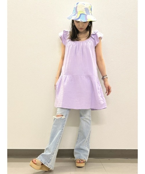 水色　ピンク　フリル付き ミニワンピースセット　S 水色 ピンク フリル付き ミニワンピースセット S セール】フリル