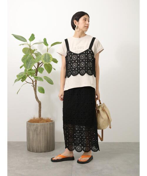 Lugnoncure（ルノンキュール）の「クロシェ編みスカート（スカート・レディース・キナリ/ブラック・ﾌﾘ-）」の12枚目の写真