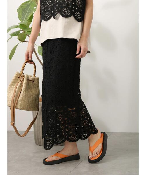 Lugnoncure（ルノンキュール）の「クロシェ編みスカート（スカート・レディース・キナリ/ブラック・ﾌﾘ-）」の14枚目の写真