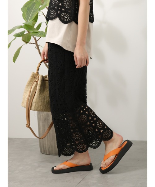 Lugnoncure（ルノンキュール）の「クロシェ編みスカート（スカート・レディース・キナリ/ブラック・ﾌﾘ-）」の2枚目の写真