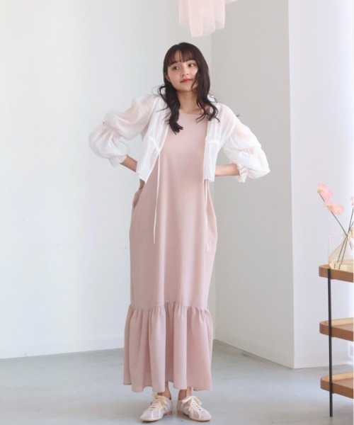 muguet（ミュゲ）の「bolero & check cami onepiece set（ワンピース・レディース・ピンク/ピンクベージュ・FREE）」の8枚目の写真