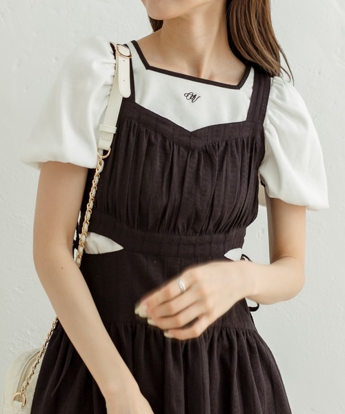 OLIVE des OLIVE（オリーブデオリーブ）の「配色テレコインナー　1031060310（Tシャツ/カットソー・レディース・ブラック/ネイビー/オフホワイト・FREE）」の7枚目の写真