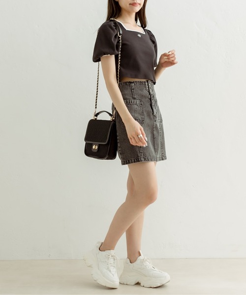 OLIVE des OLIVE（オリーブデオリーブ）の「配色テレコインナー　1031060310（Tシャツ/カットソー・レディース・ブラック/ネイビー/オフホワイト・FREE）」の16枚目の写真