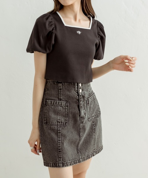 OLIVE des OLIVE（オリーブデオリーブ）の「配色テレコインナー　1031060310（Tシャツ/カットソー・レディース・ブラック/ネイビー/オフホワイト・FREE）」の18枚目の写真