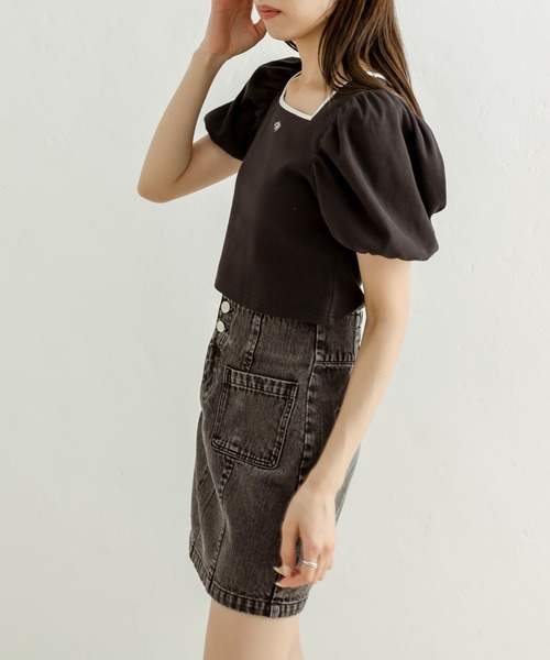 OLIVE des OLIVE（オリーブデオリーブ）の「配色テレコインナー　1031060310（Tシャツ/カットソー・レディース・ブラック/ネイビー/オフホワイト・FREE）」の19枚目の写真