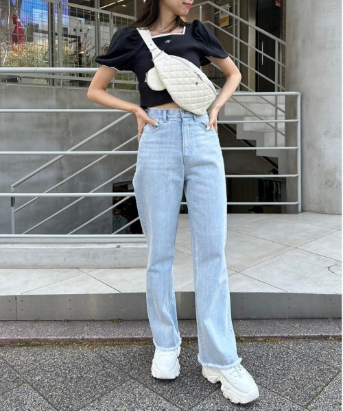 OLIVE des OLIVE（オリーブデオリーブ）の「配色テレコインナー　1031060310（Tシャツ/カットソー・レディース・ブラック/ネイビー/オフホワイト・FREE）」の14枚目の写真